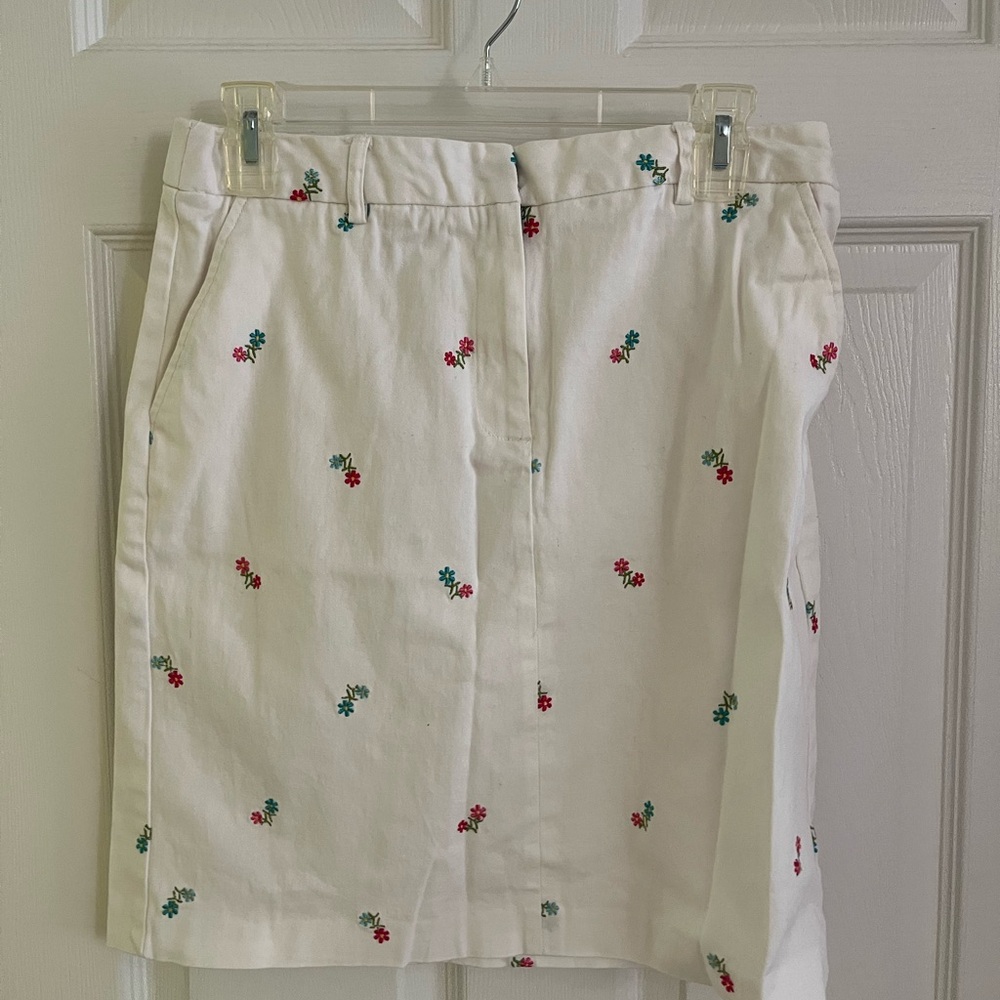 Floral Embroidered White Skirt